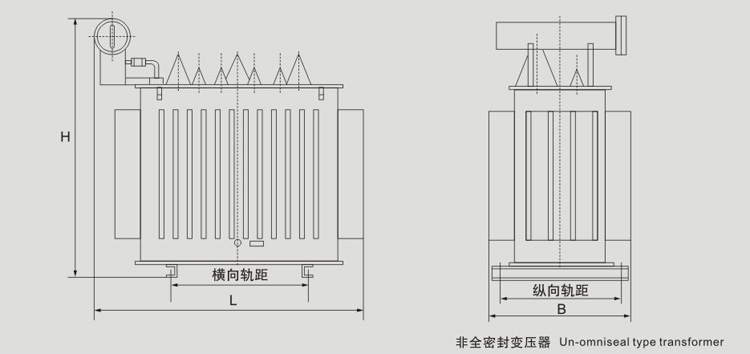 10KV级SZ11有载调压油浸式配电变压器外型图